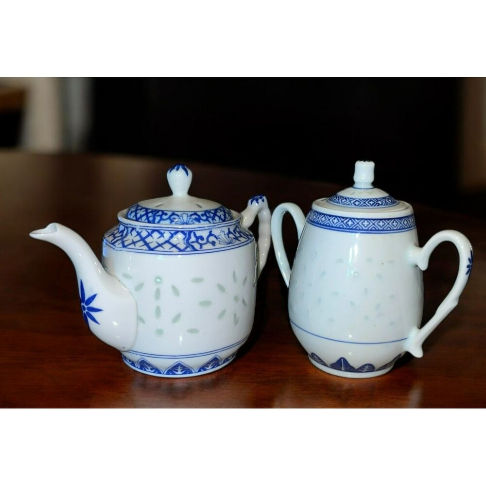 Vintage Tienshan Chinese Rice Flower Teapot Flower Spout With Tea Warmer